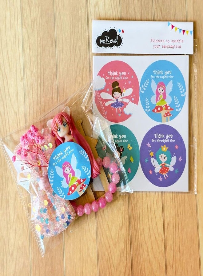 weRevel Fairy Theme Thank You for A Magical Time Party Stickers, 40 Count, 2 Inches, Round, 4 Unique Designs - Image 3